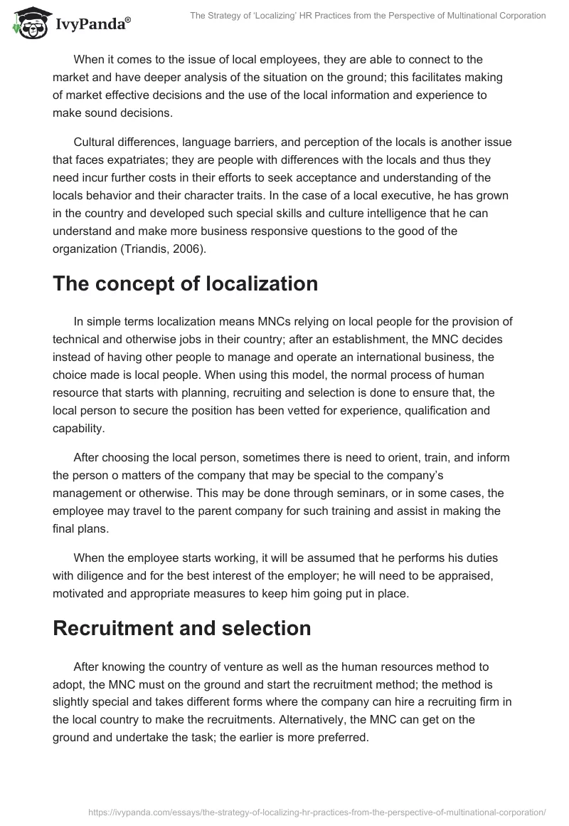 The Strategy of ‘Localizing’ HR Practices From the Perspective of Multinational Corporation. Page 3