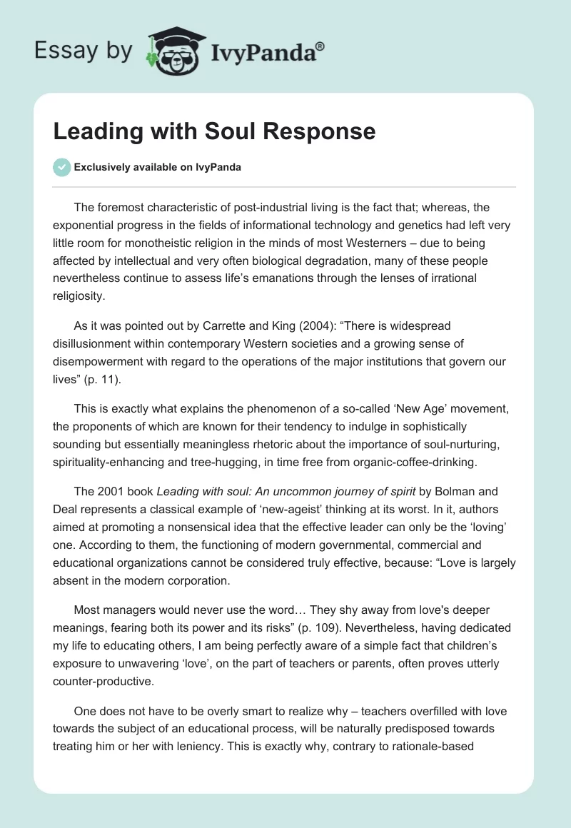 Leading with Soul Response. Page 1