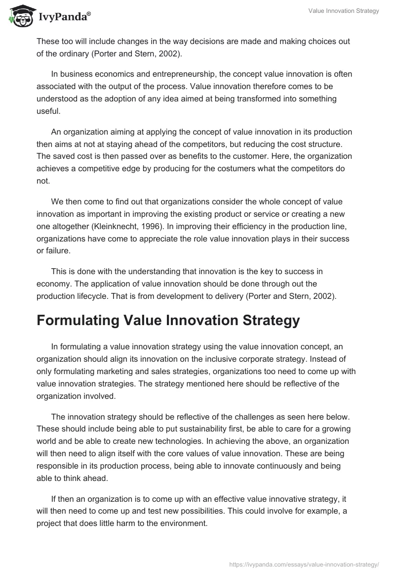 Value Innovation Strategy. Page 2