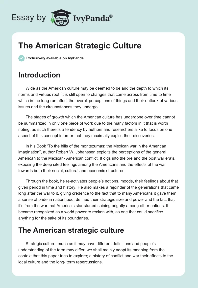 The American Strategic Culture. Page 1