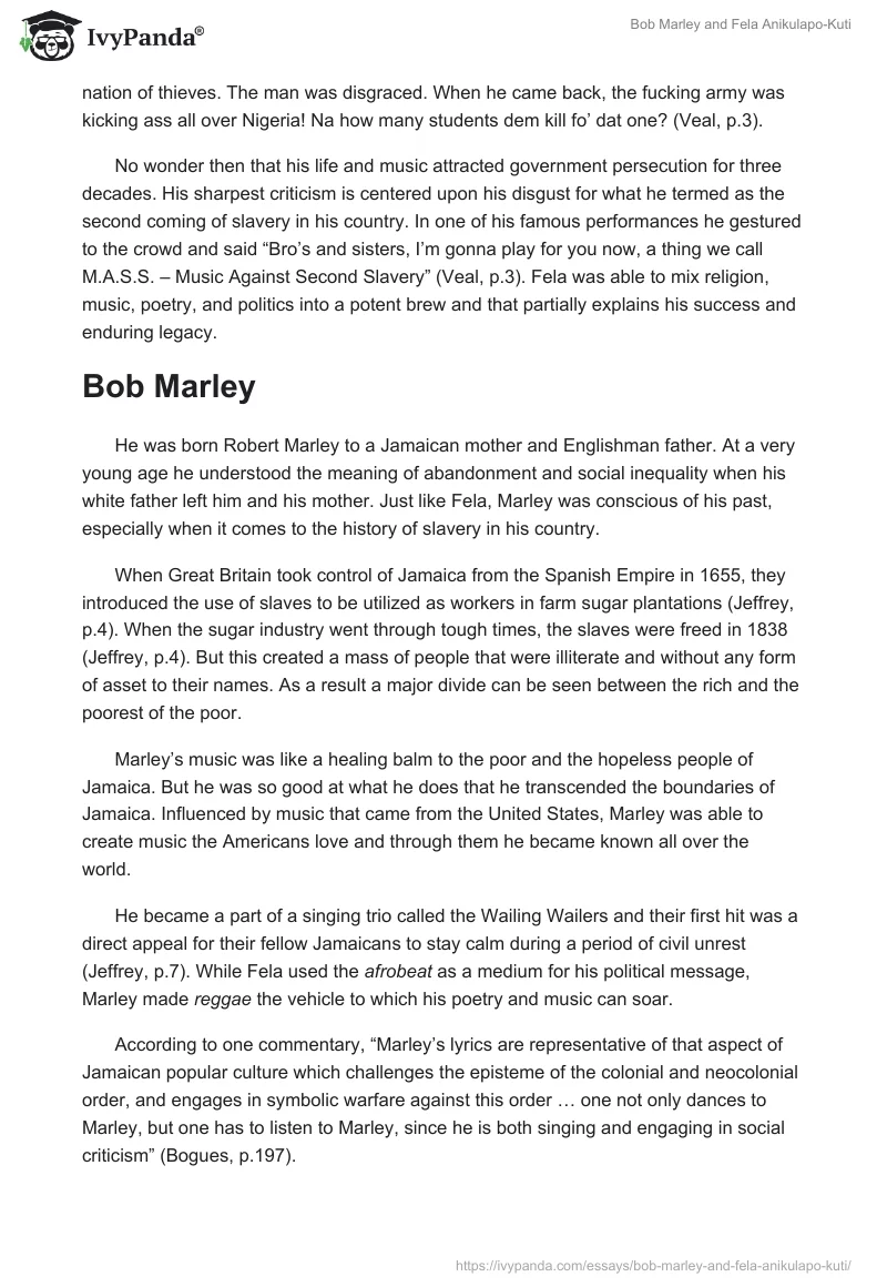 Bob Marley and Fela Anikulapo-Kuti. Page 4