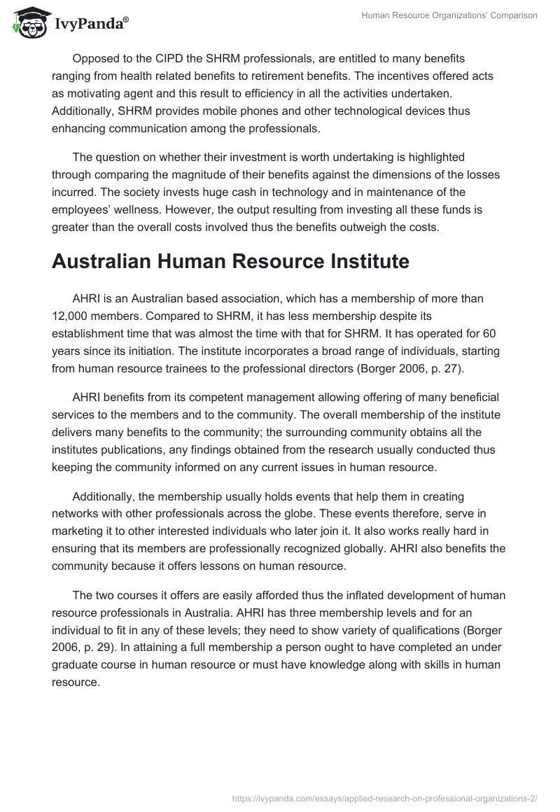 Human Resource Organizations’ Comparison. Page 3