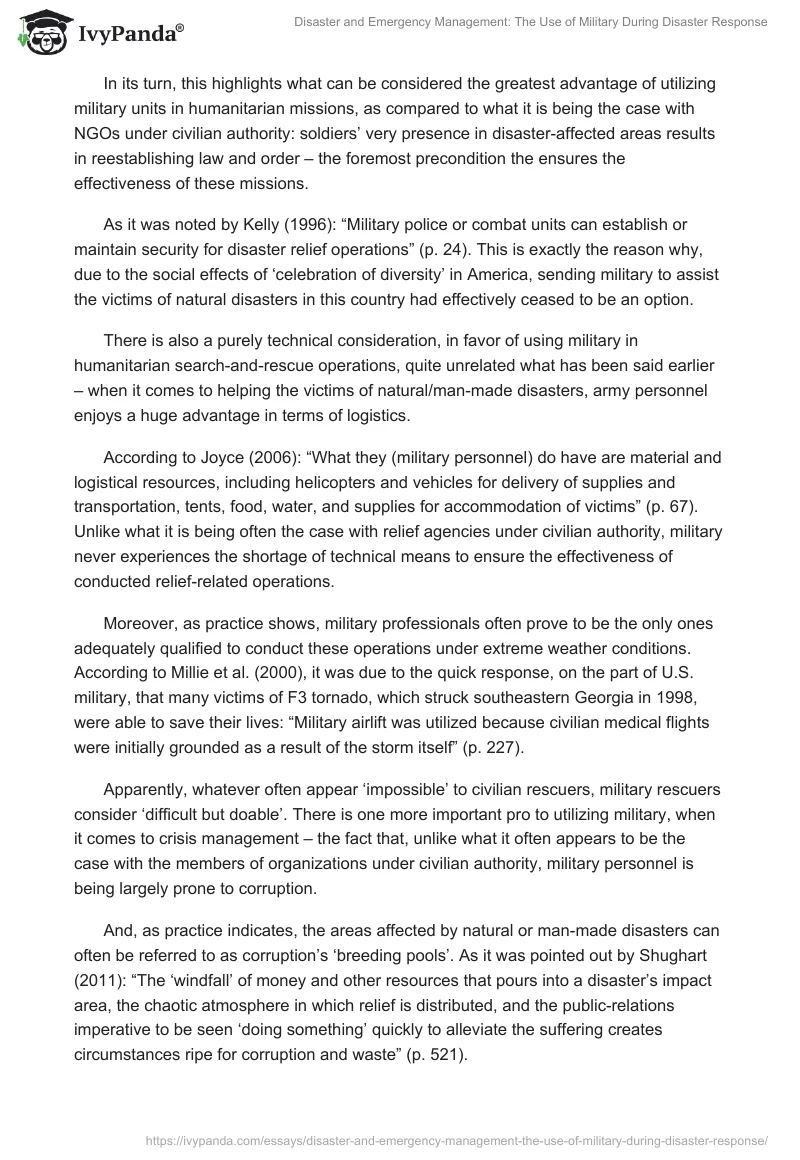 Disaster and Emergency Management: The Use of Military During Disaster Response. Page 3