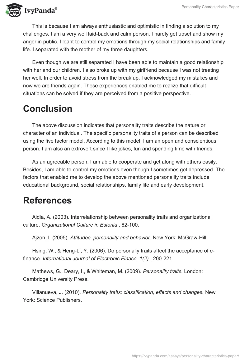 Personality Characteristics Paper. Page 4