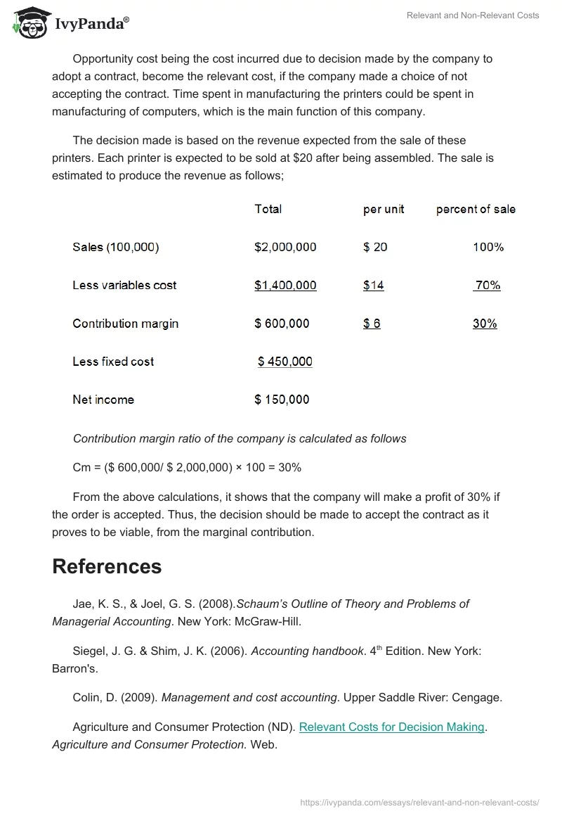 Relevant and Non-Relevant Costs. Page 2