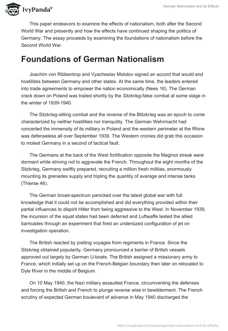 German Nationalism and Its Effects. Page 2