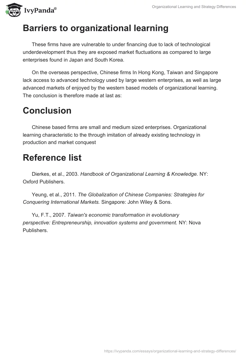 Organizational Learning and Strategy Differences. Page 3