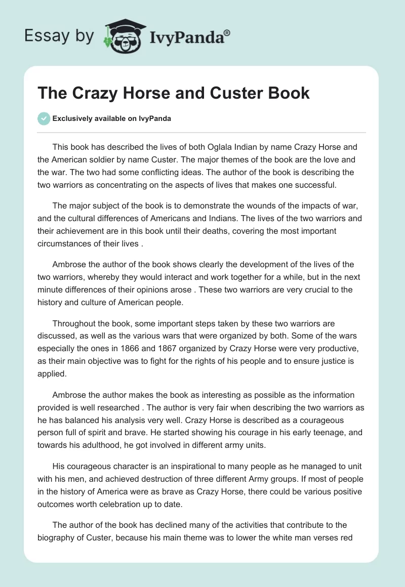 "The Crazy Horse and Custer" Book. Page 1