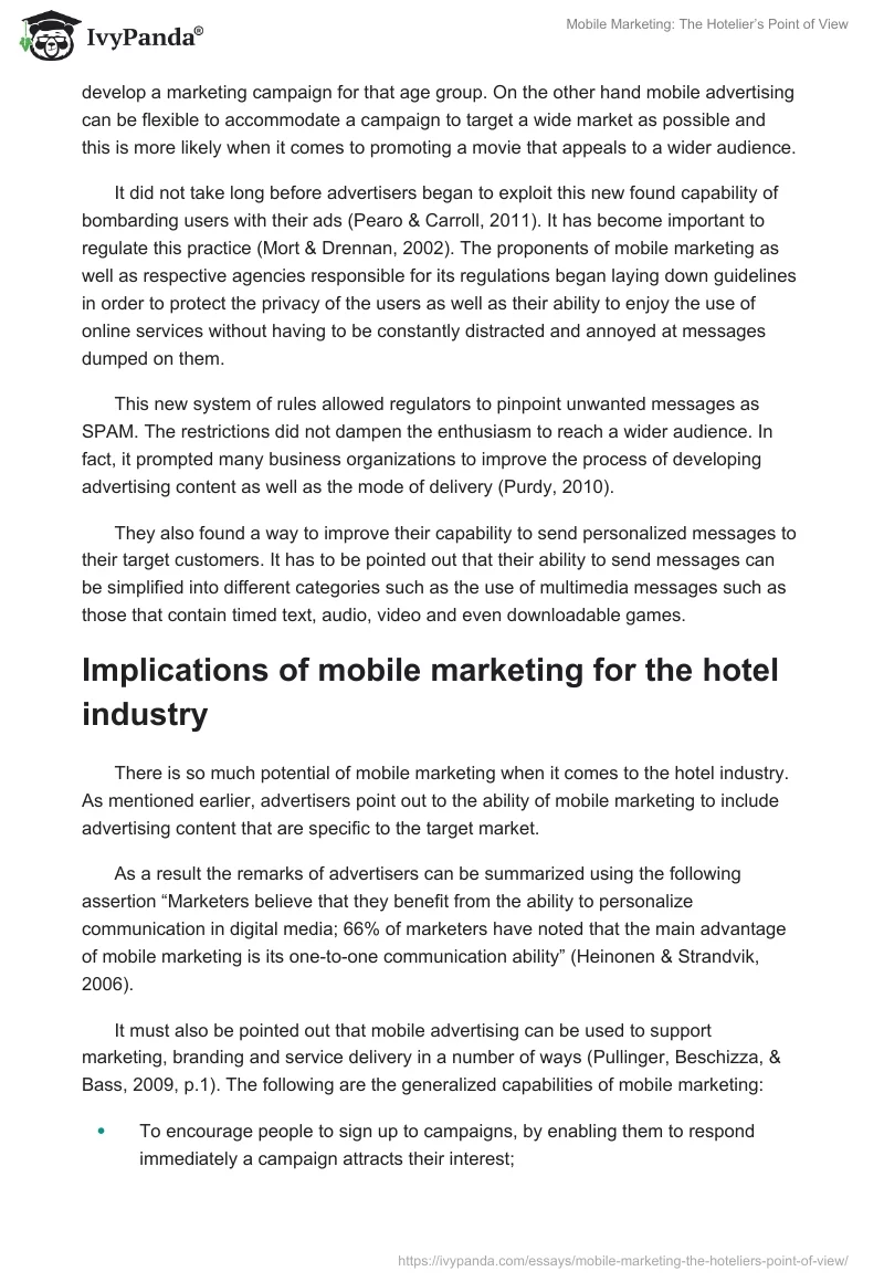 Mobile Marketing: The Hotelier’s Point of View. Page 5