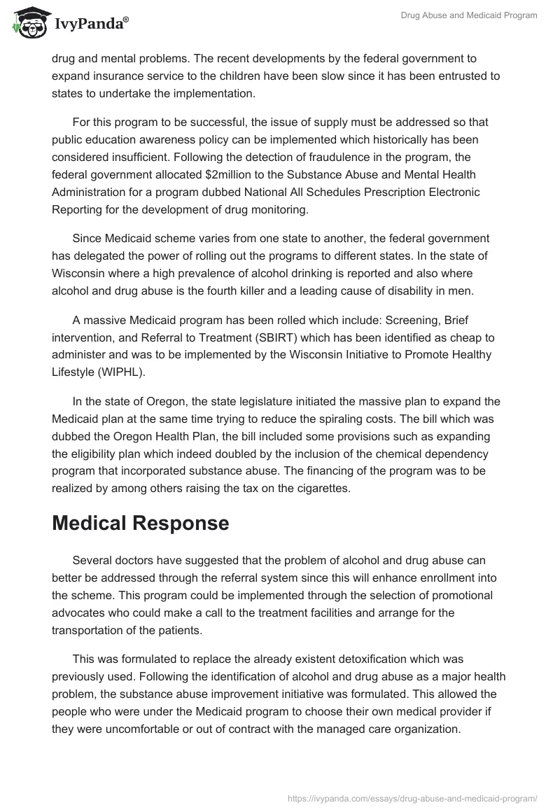 Drug Abuse and Medicaid Program. Page 3