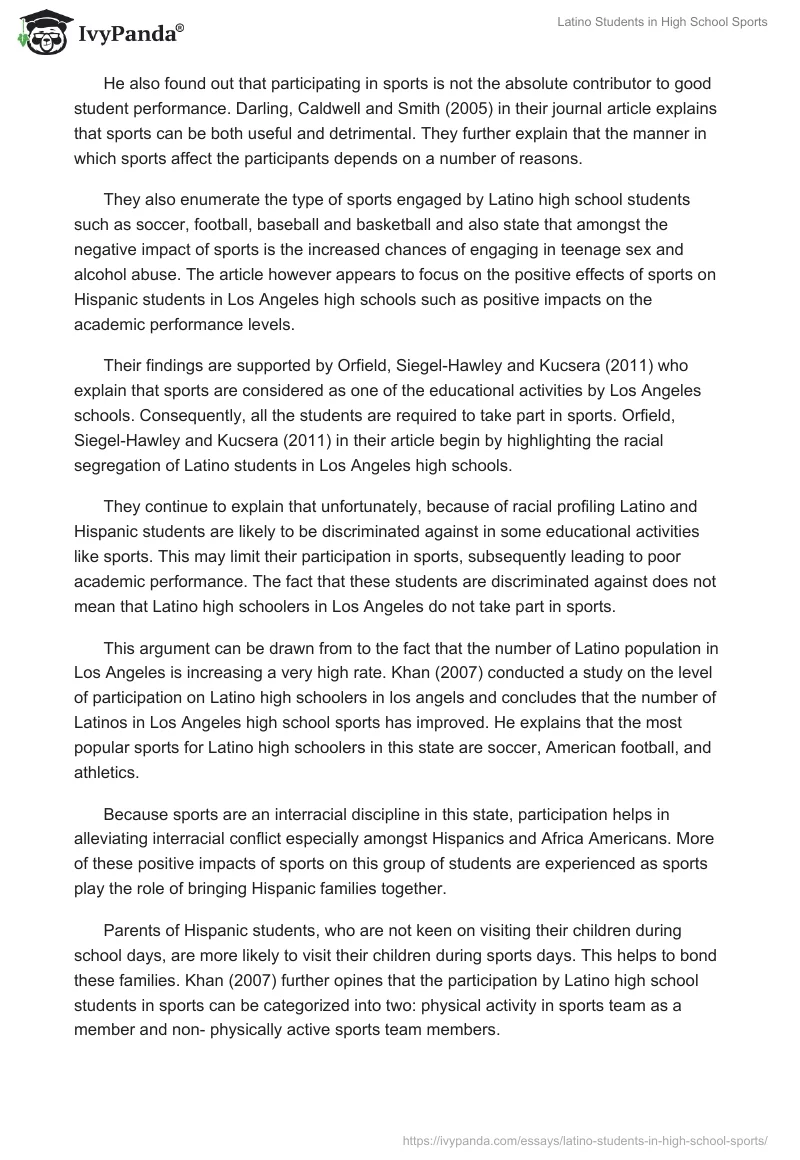 Latino Students in High School Sports. Page 2