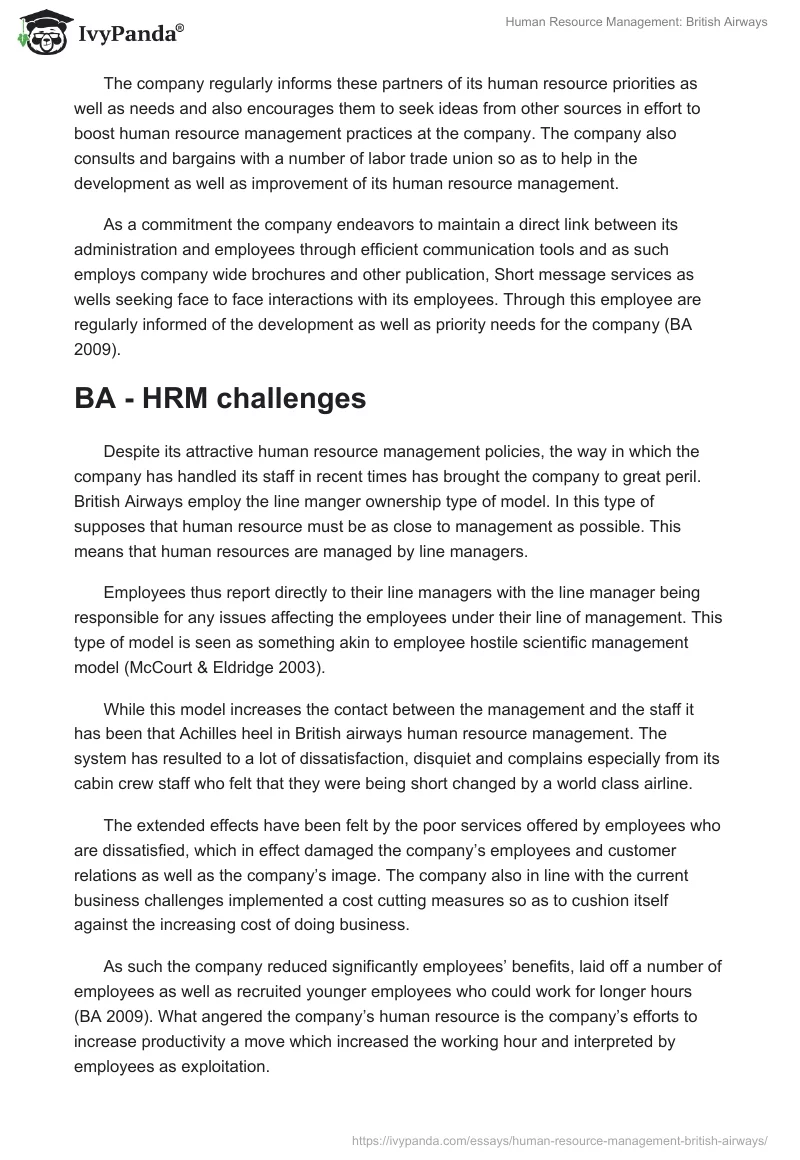 Human Resource Management: British Airways. Page 3