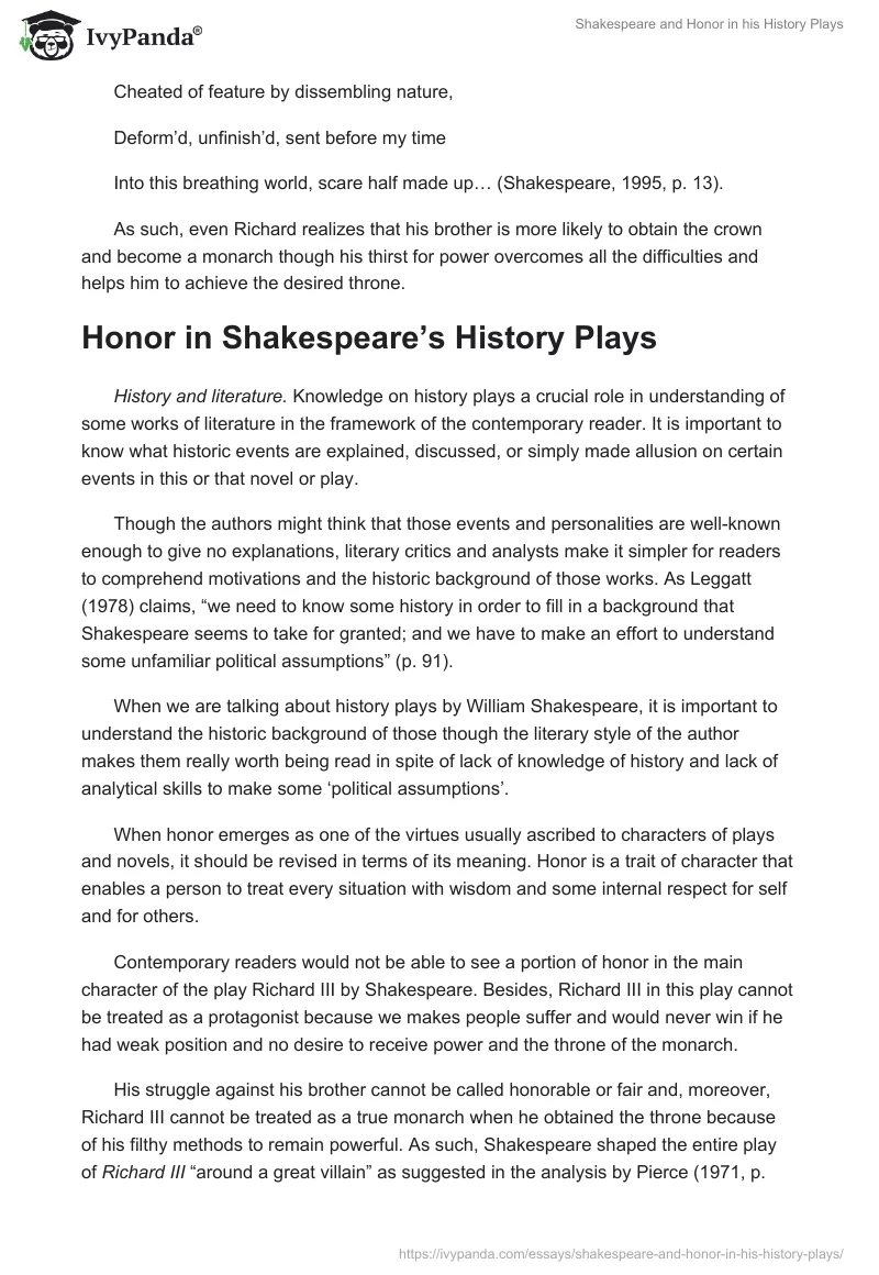Shakespeare and Honor in his History Plays. Page 2