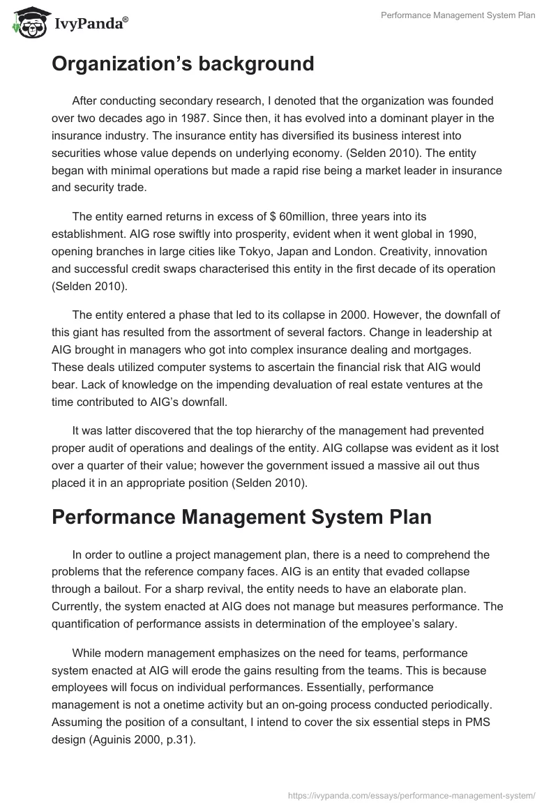 Performance Management System Plan. Page 2