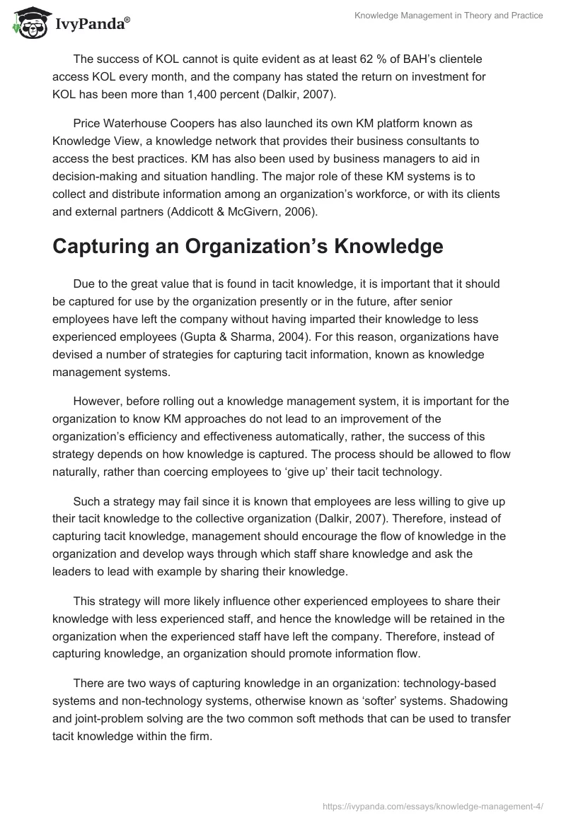 Knowledge Management in Theory and Practice. Page 4