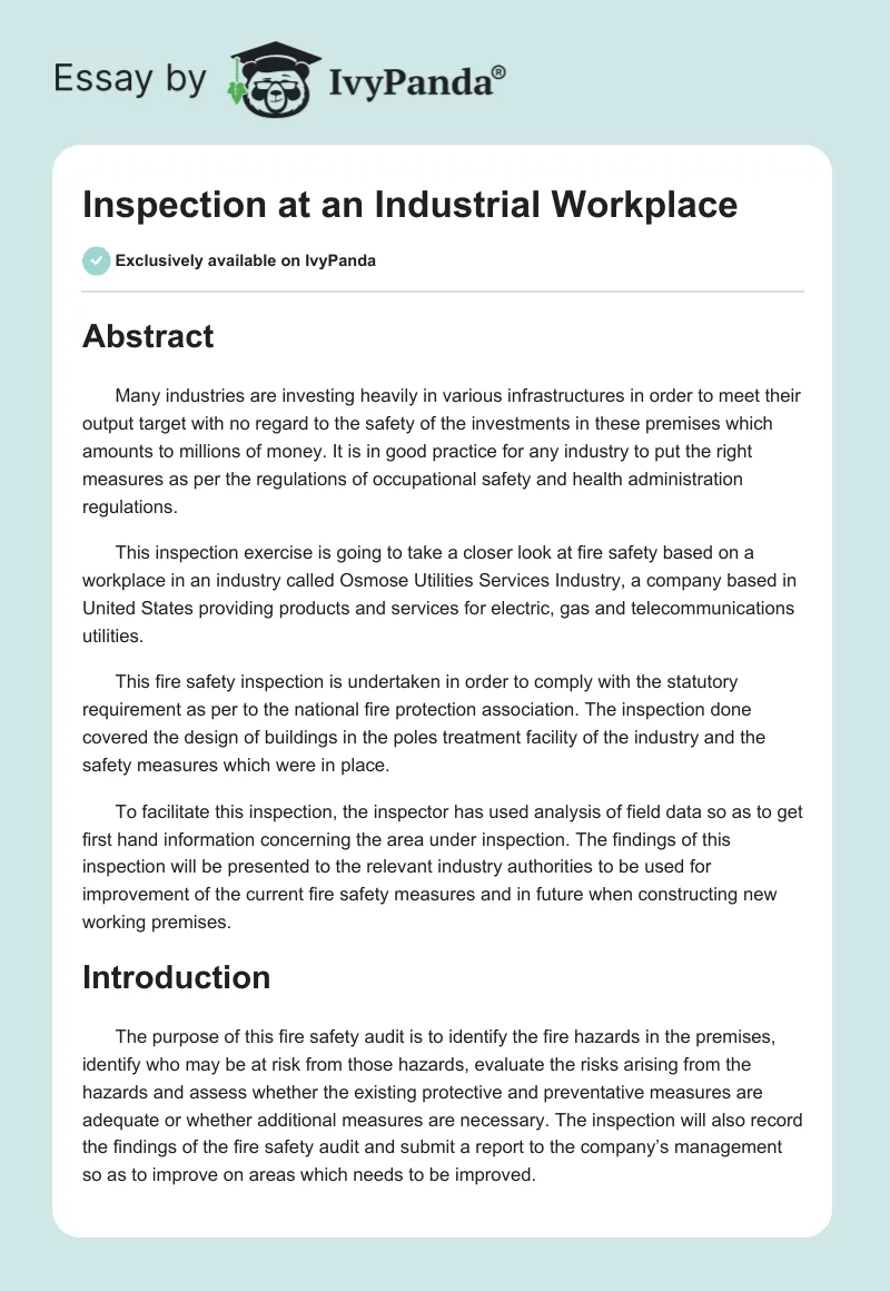 Inspection at an Industrial Workplace. Page 1