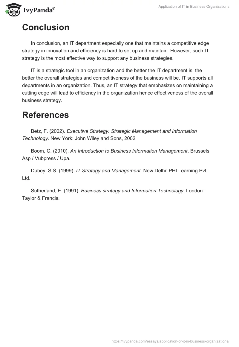 Application of IT in Business Organizations. Page 3