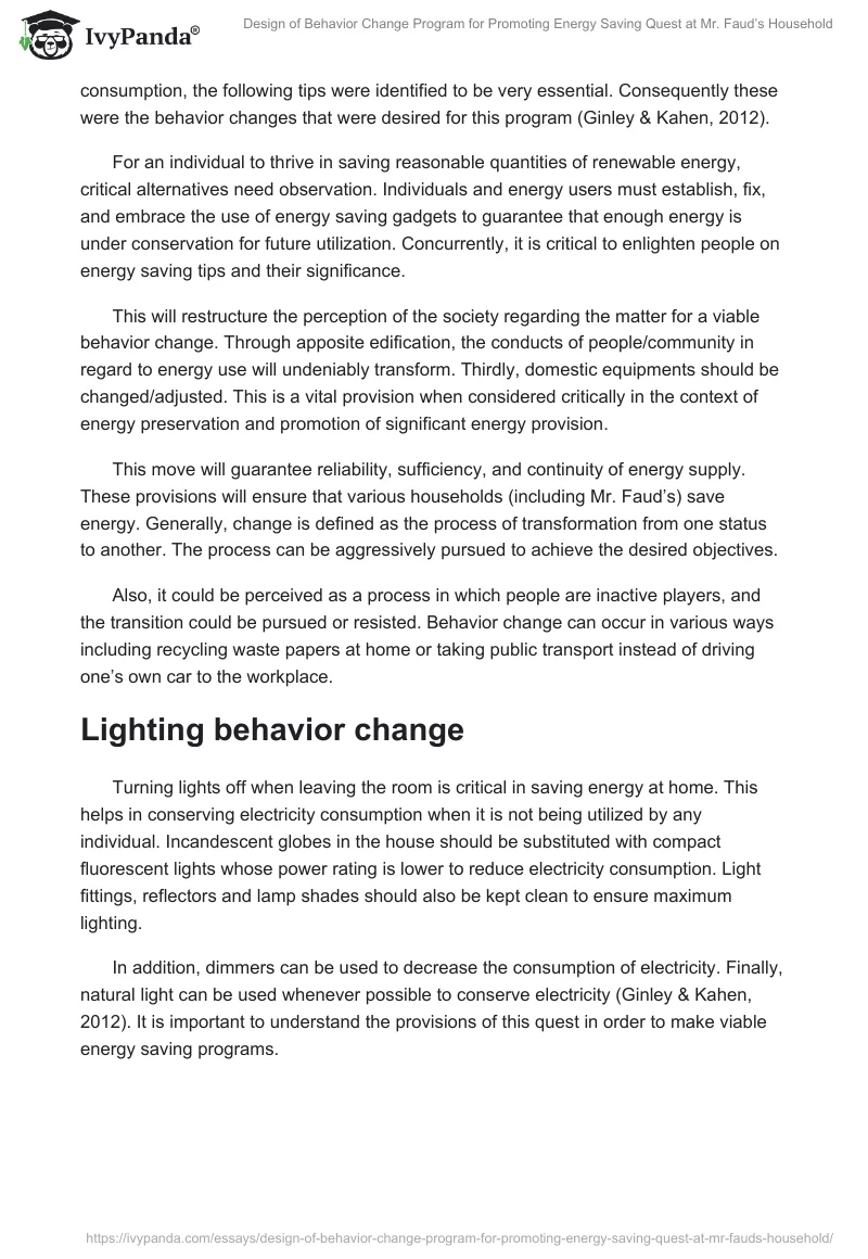 Design of Behavior Change Program for Promoting Energy Saving Quest at Mr. Faud’s Household. Page 3