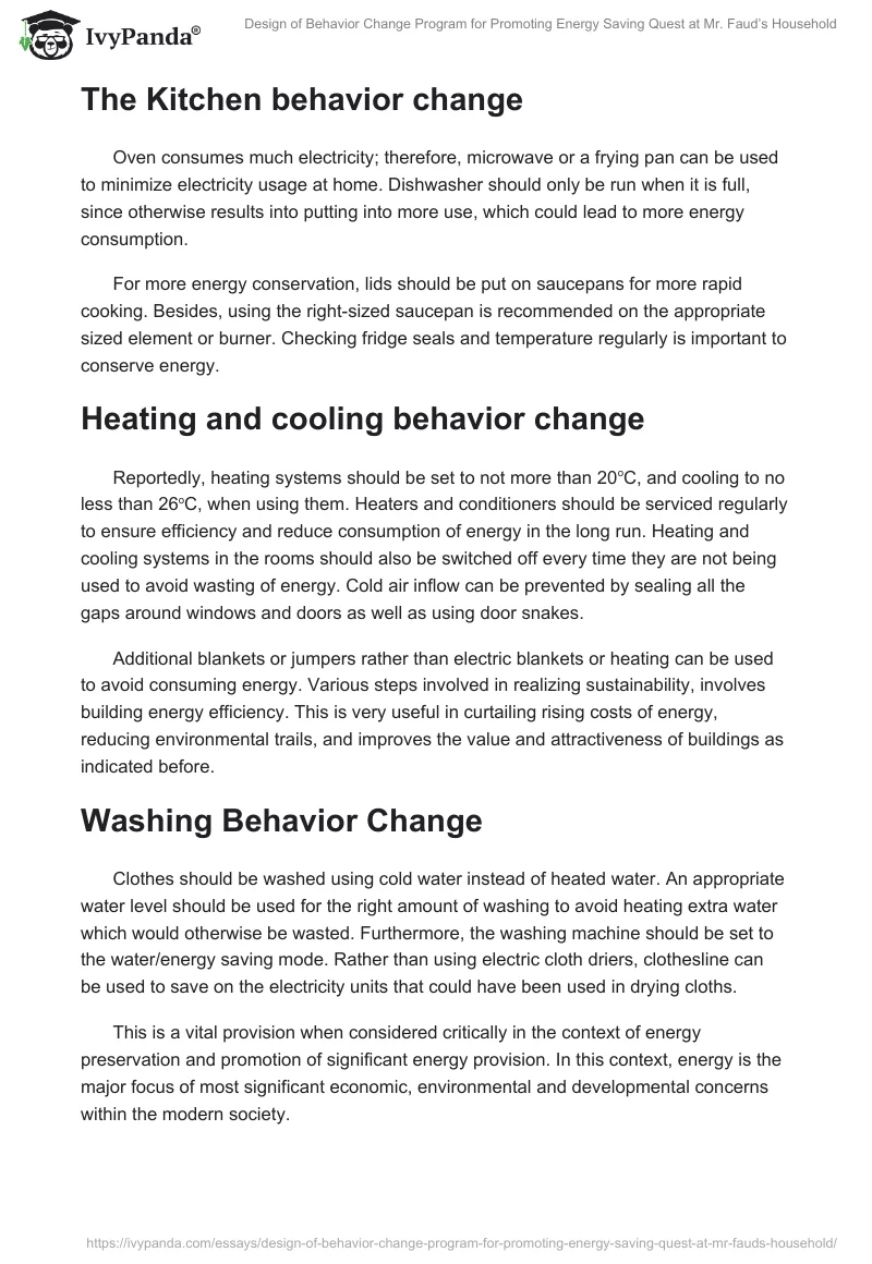 Design of Behavior Change Program for Promoting Energy Saving Quest at Mr. Faud’s Household. Page 4
