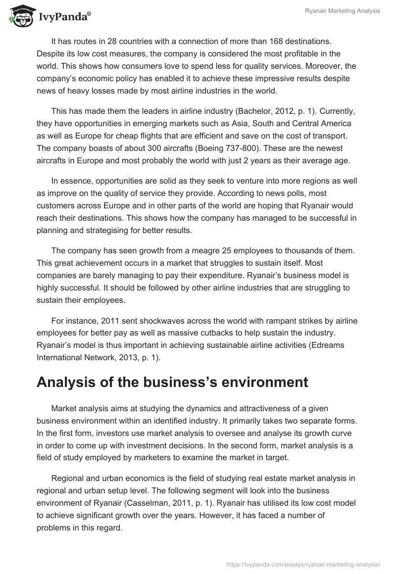 Ryanair Marketing Analysis. Page 2