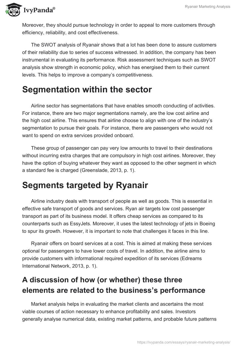 Ryanair Marketing Analysis. Page 4