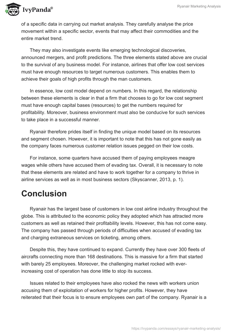 Ryanair Marketing Analysis. Page 5