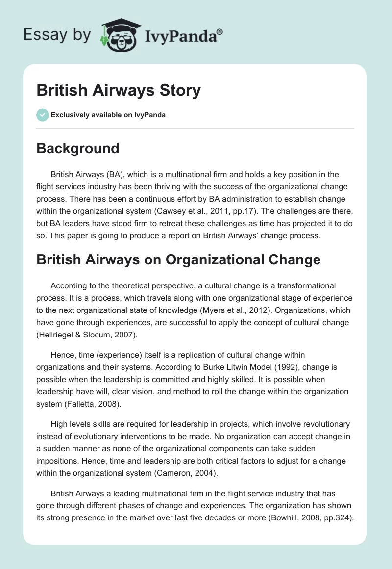 British Airways Story. Page 1