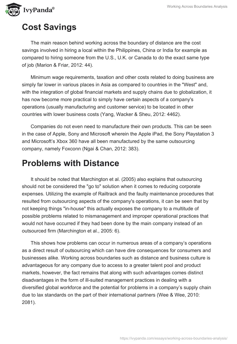 Working Across Boundaries Analysis. Page 3