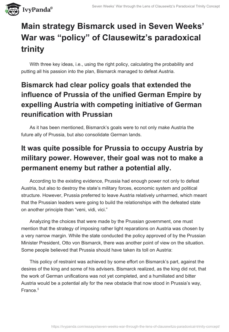 Seven Weeks’ War Through the Lens of Clausewitz’s Paradoxical Trinity Concept. Page 4