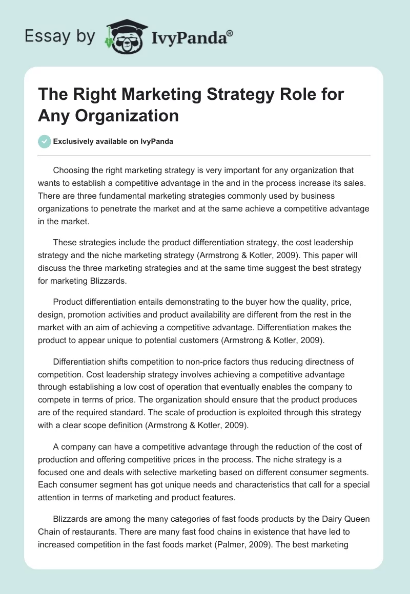 The Right Marketing Strategy Role for Any Organization. Page 1