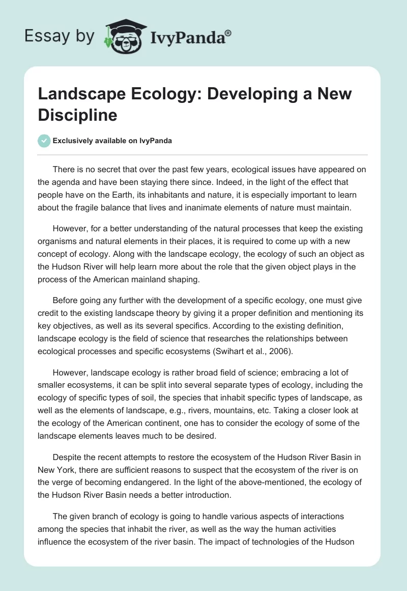 Landscape Ecology: Developing a New Discipline. Page 1
