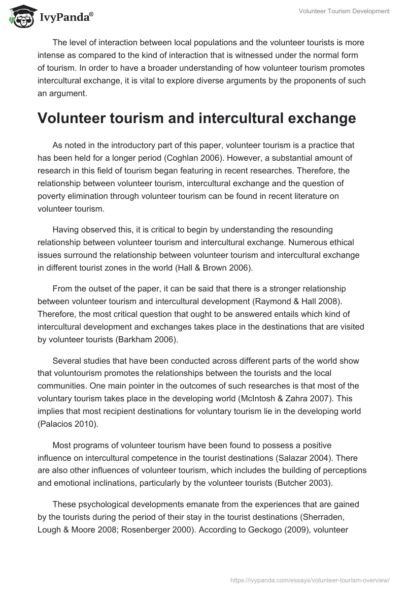 Volunteer Tourism Development. Page 4