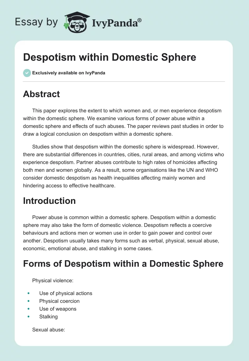Despotism within Domestic Sphere. Page 1