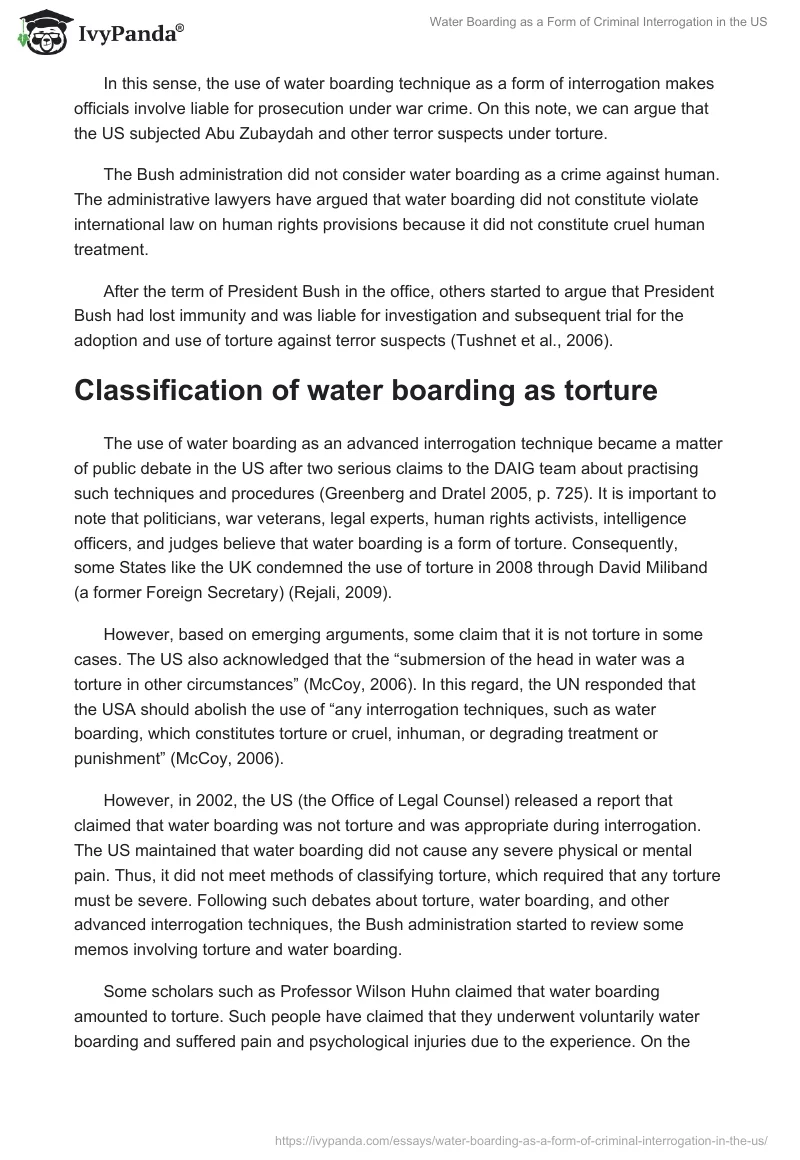 Water Boarding as a Form of Criminal Interrogation in the US. Page 5