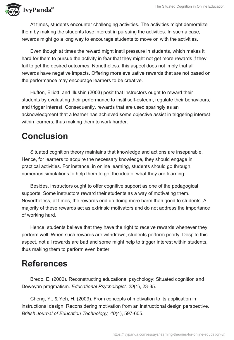 The Situated Cognition in Online Education. Page 5