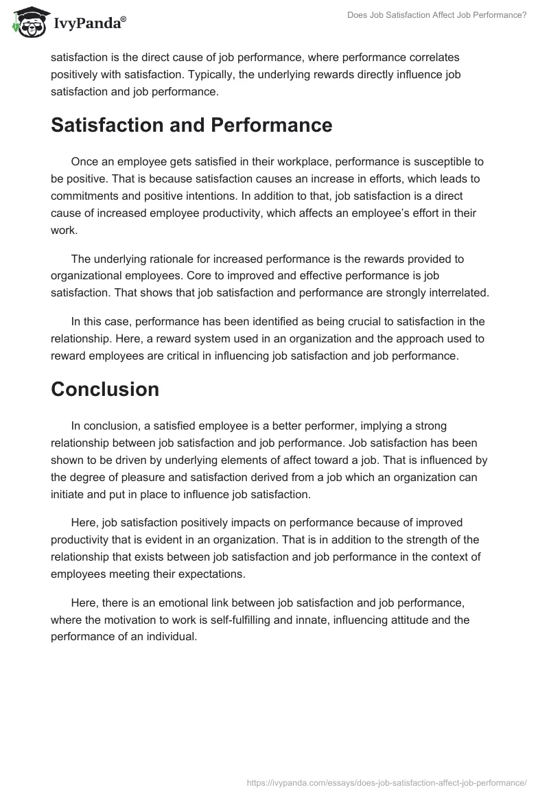 Does Job Satisfaction Affect Job Performance?. Page 2