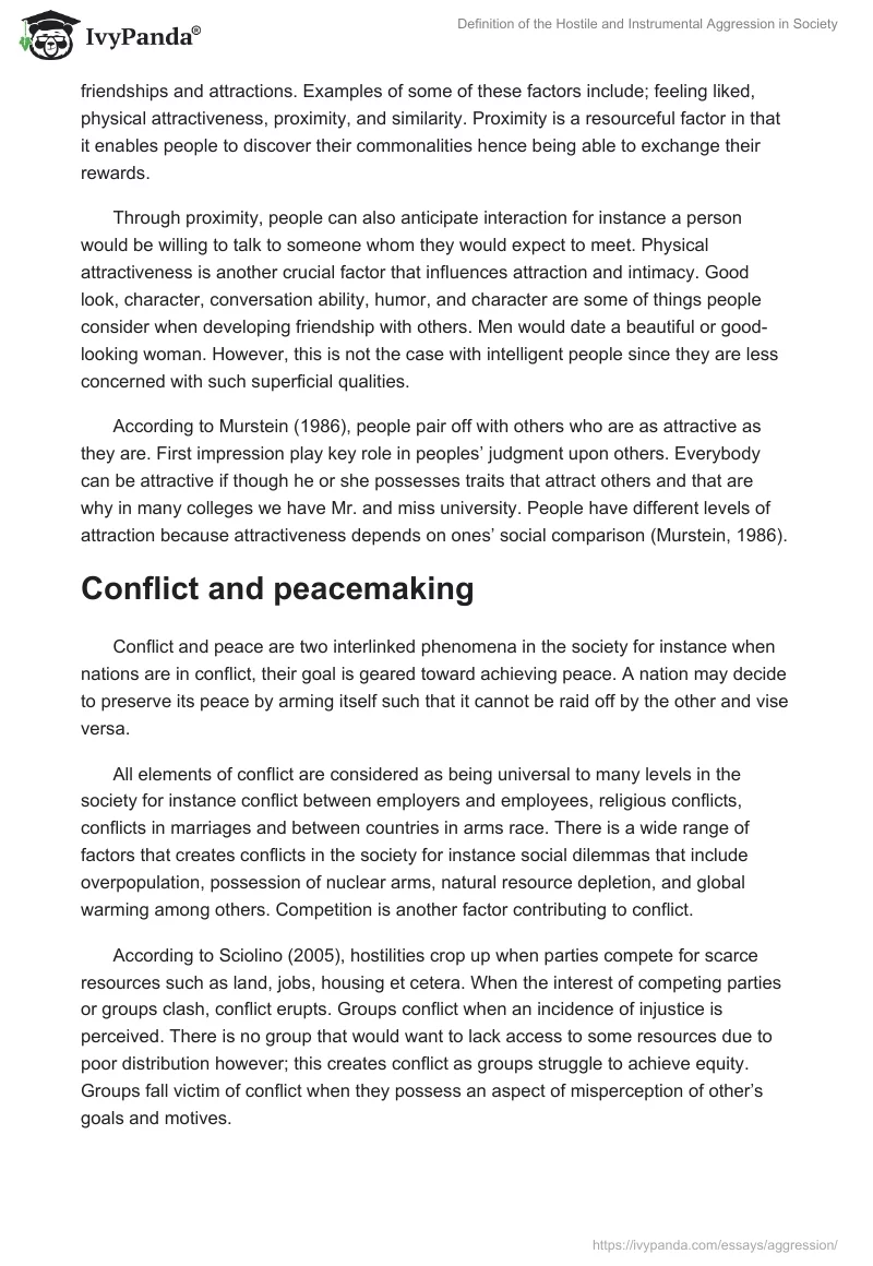 Definition of the Hostile and Instrumental Aggression in Society. Page 2