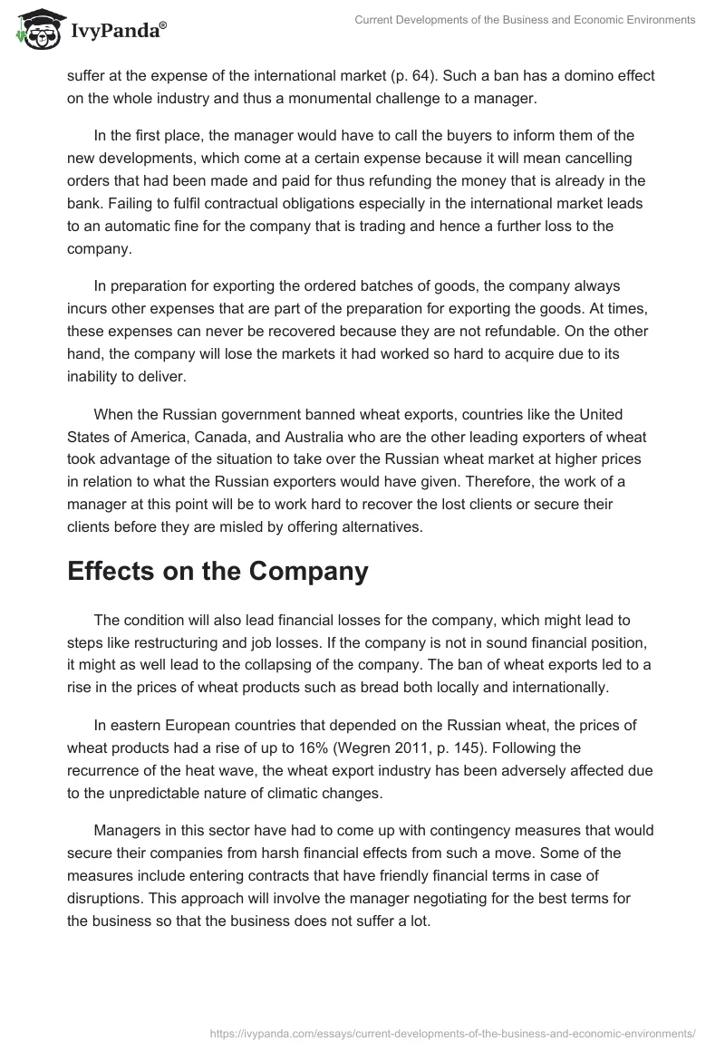 Current Developments of the Business and Economic Environments. Page 3
