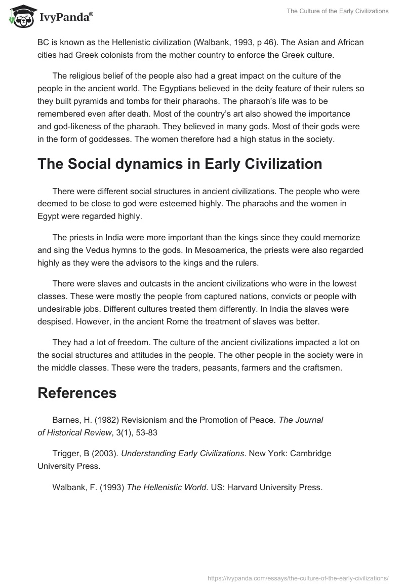 The Culture of the Early Civilizations. Page 2