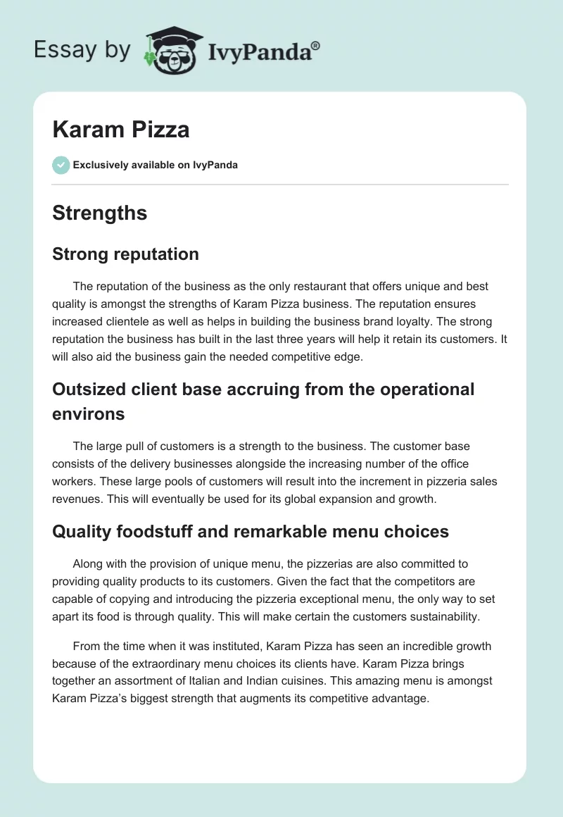 Karam Pizza. Page 1