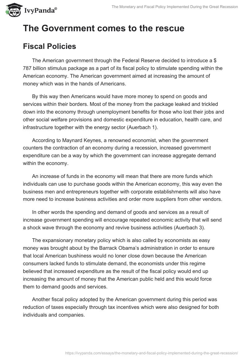 The Monetary and Fiscal Policy Implemented During the Great Recession. Page 3