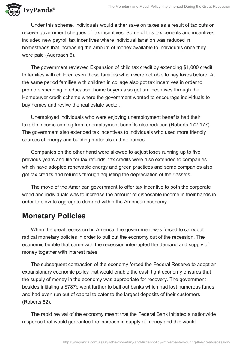 The Monetary and Fiscal Policy Implemented During the Great Recession. Page 4