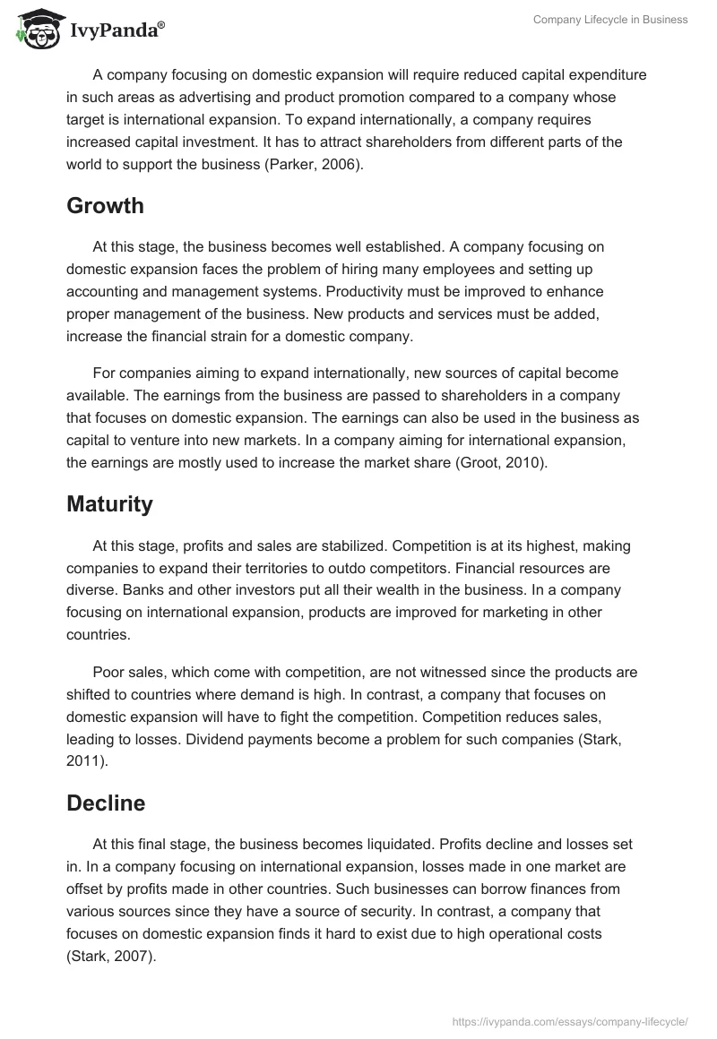 Company Lifecycle in Business. Page 2