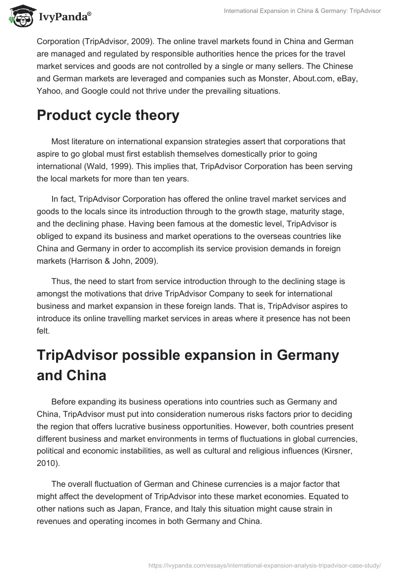 International Expansion in China & Germany: TripAdvisor. Page 3