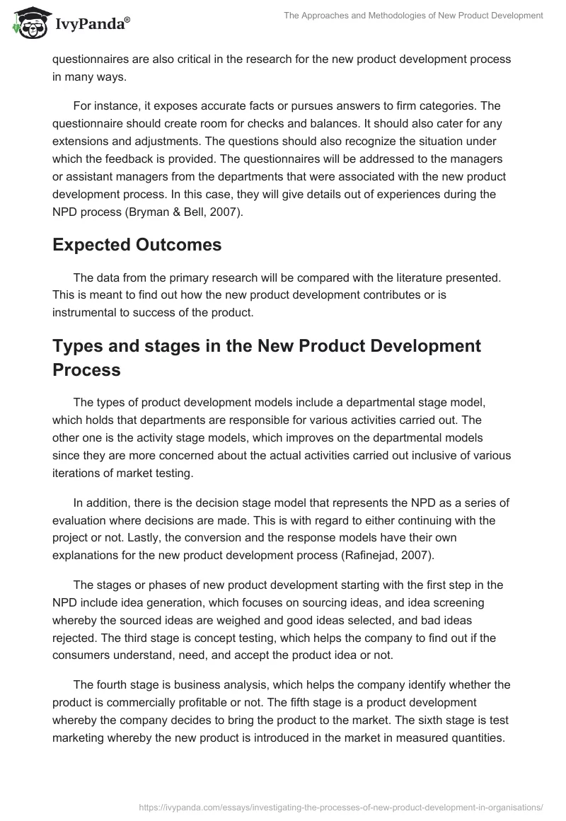 The Approaches and Methodologies of New Product Development. Page 3