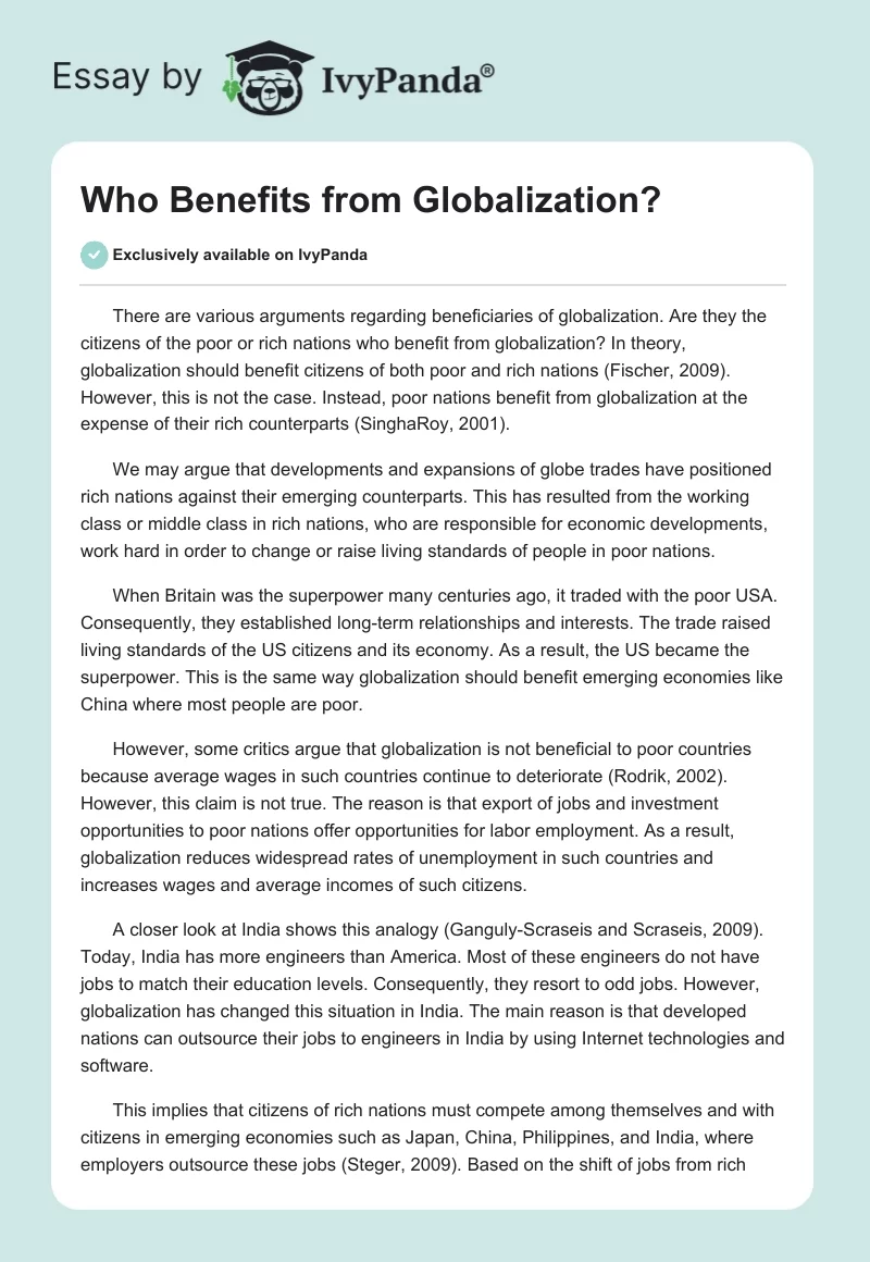 Who Benefits from Globalization?. Page 1