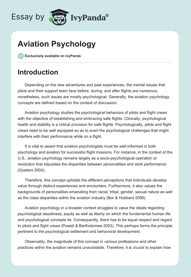 Aviation Psychology. Page 1