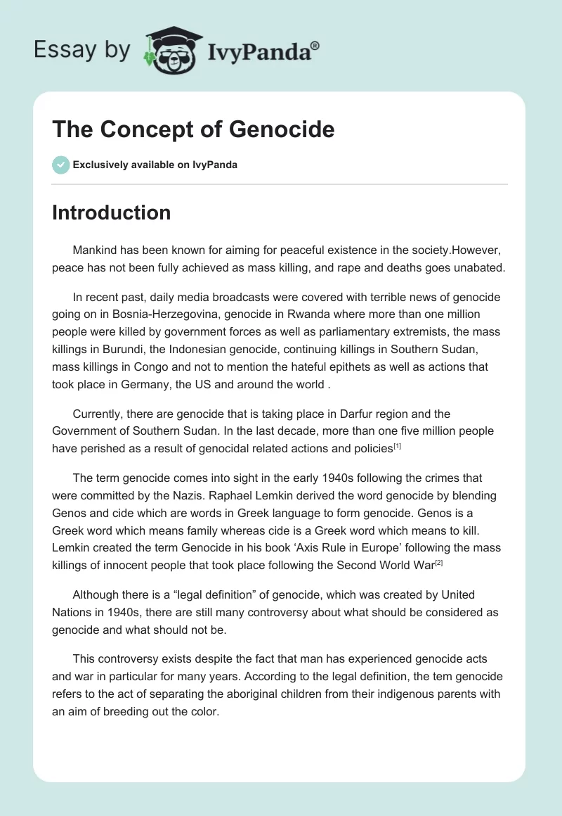 The Concept of Genocide. Page 1