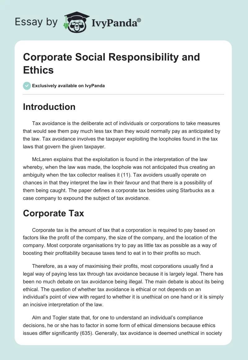 Corporate Social Responsibility and Ethics. Page 1