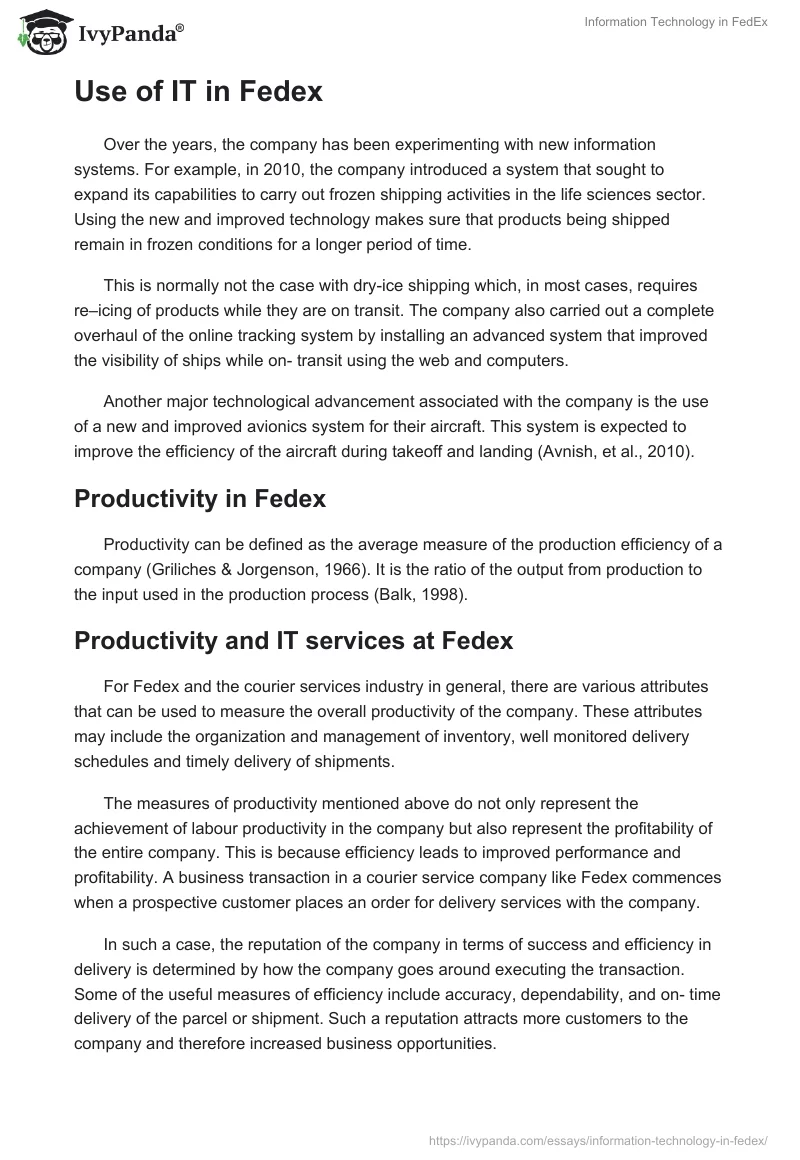 Information Technology in FedEx. Page 2